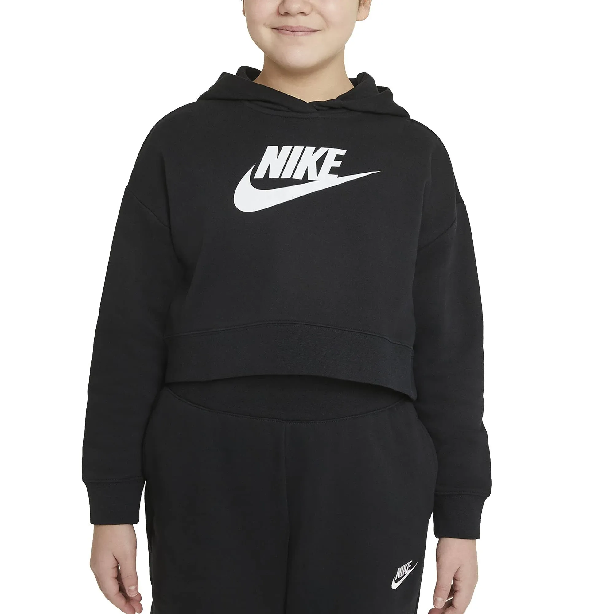 Nike Kids Cropped Logo Print Hooded Sweatshirt | Freemans