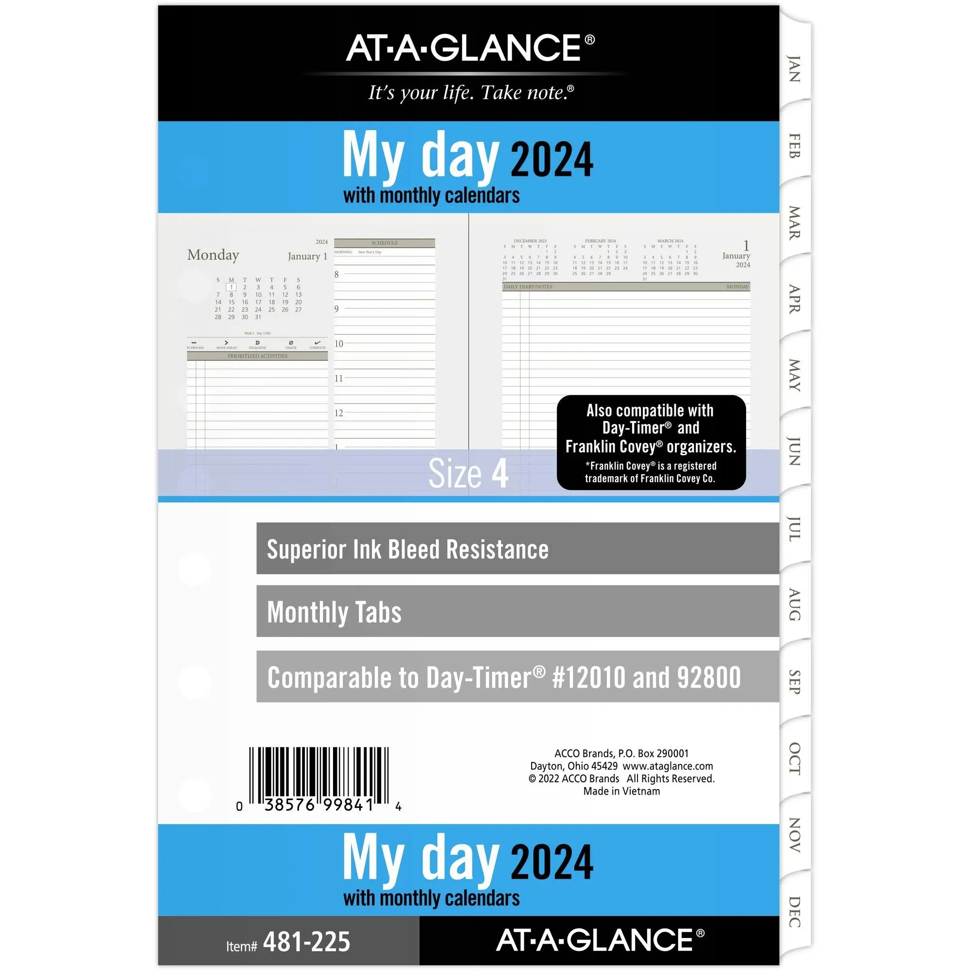 At-a-glance 2025 Daily Monthly Planner Two Page per Day Refill Loose-leaf Desk