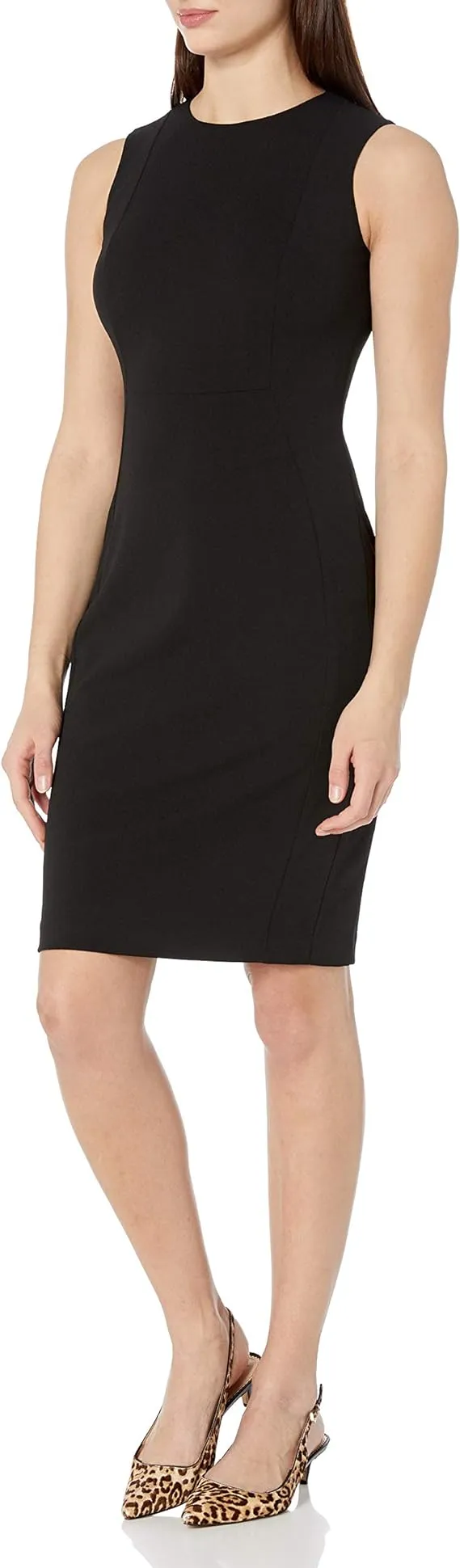 Calvin Klein Women's Sleeveless Scuba Sheath Dress with Princess Seam