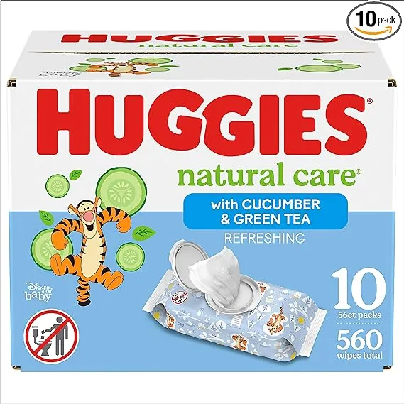 Huggies Natural Care Refreshing Baby Wipes, Hypoallergenic, Scented, 10 Flip-Top Packs (560 Wipes Total)Huggies Natural Care Refreshing Baby Wipes, Hyp…