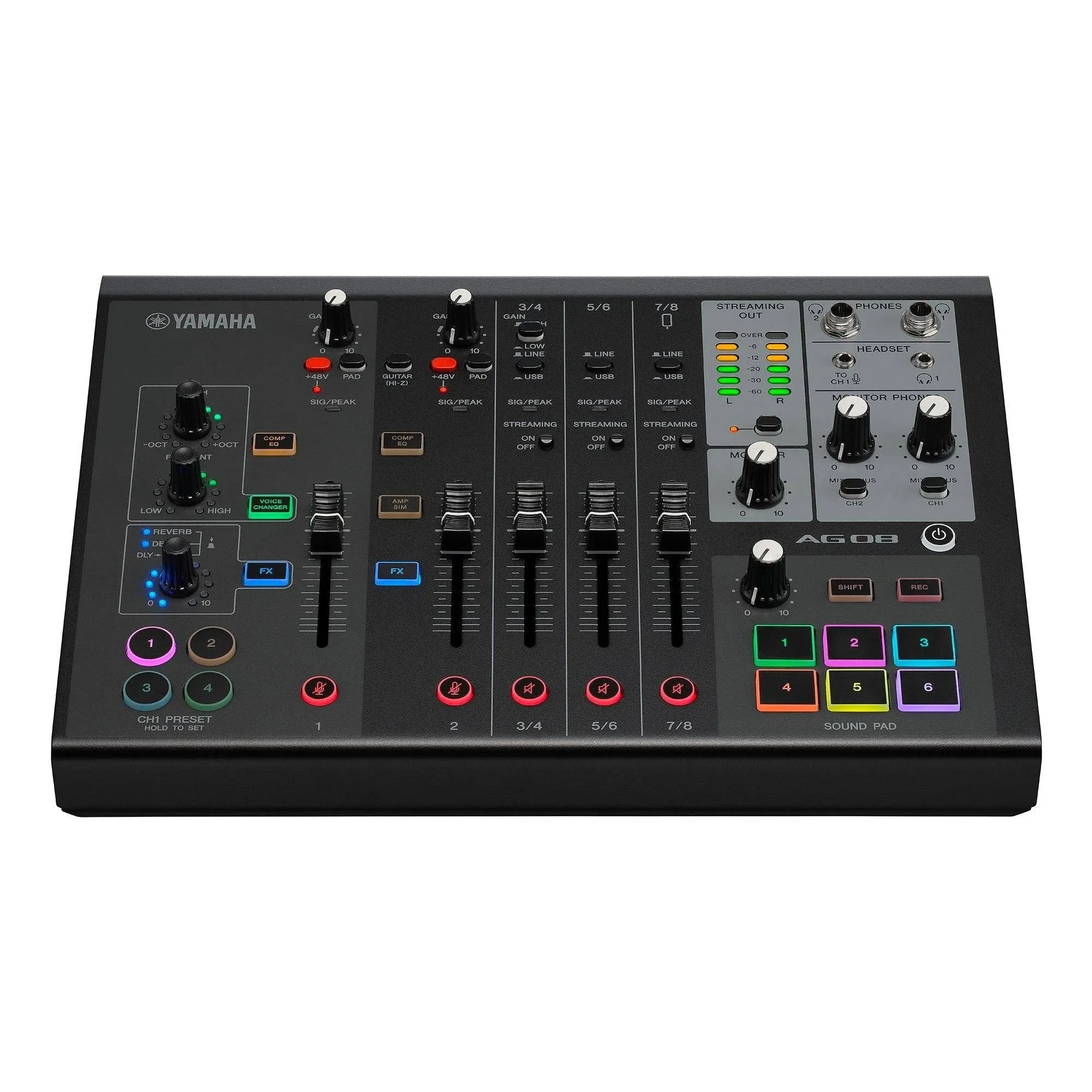 Yamaha AG08 - Live Streaming 8-Channel Mixer (White)