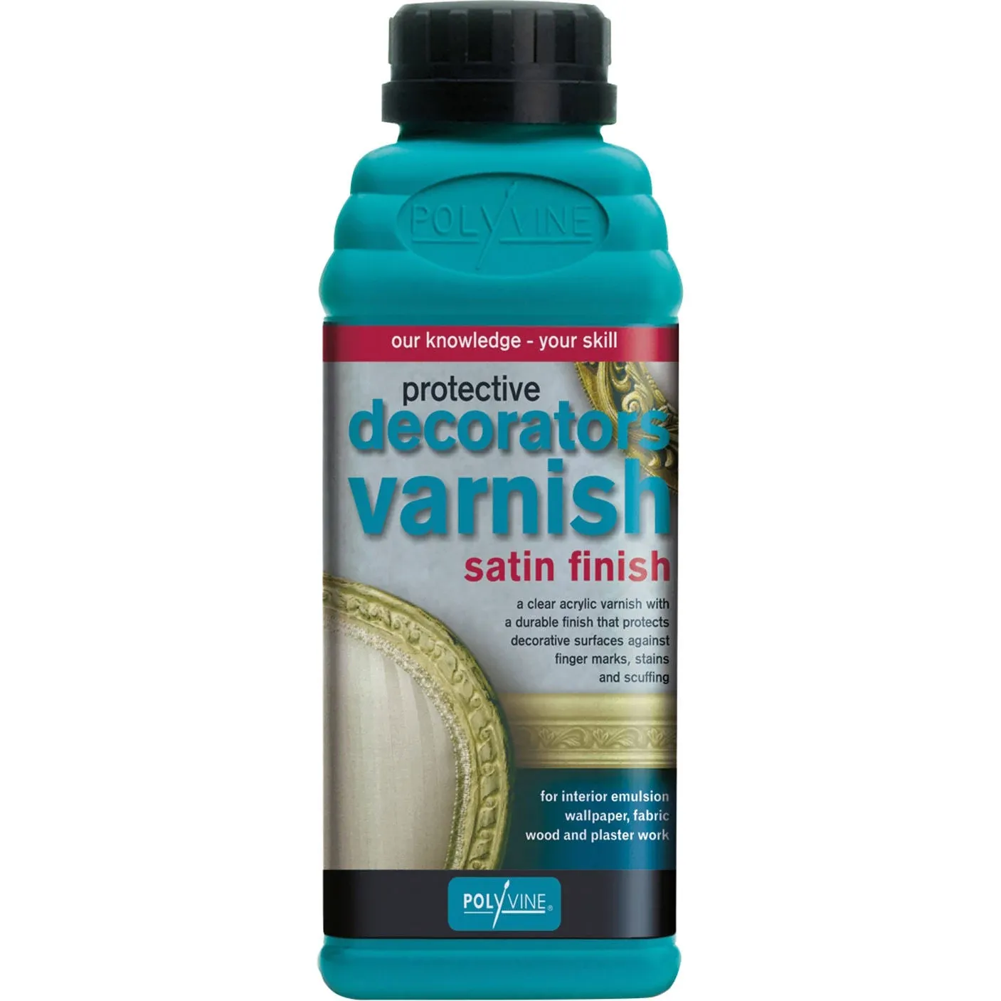 Polyvine Decorators Varnish - Water Resistant Clear Varnish with UV Protection - Seals and Protects Emulsion Paint, Wallpaper, Interior Wood, Furniture, Plaster & Fabric - Dead Flat Finish,500ml