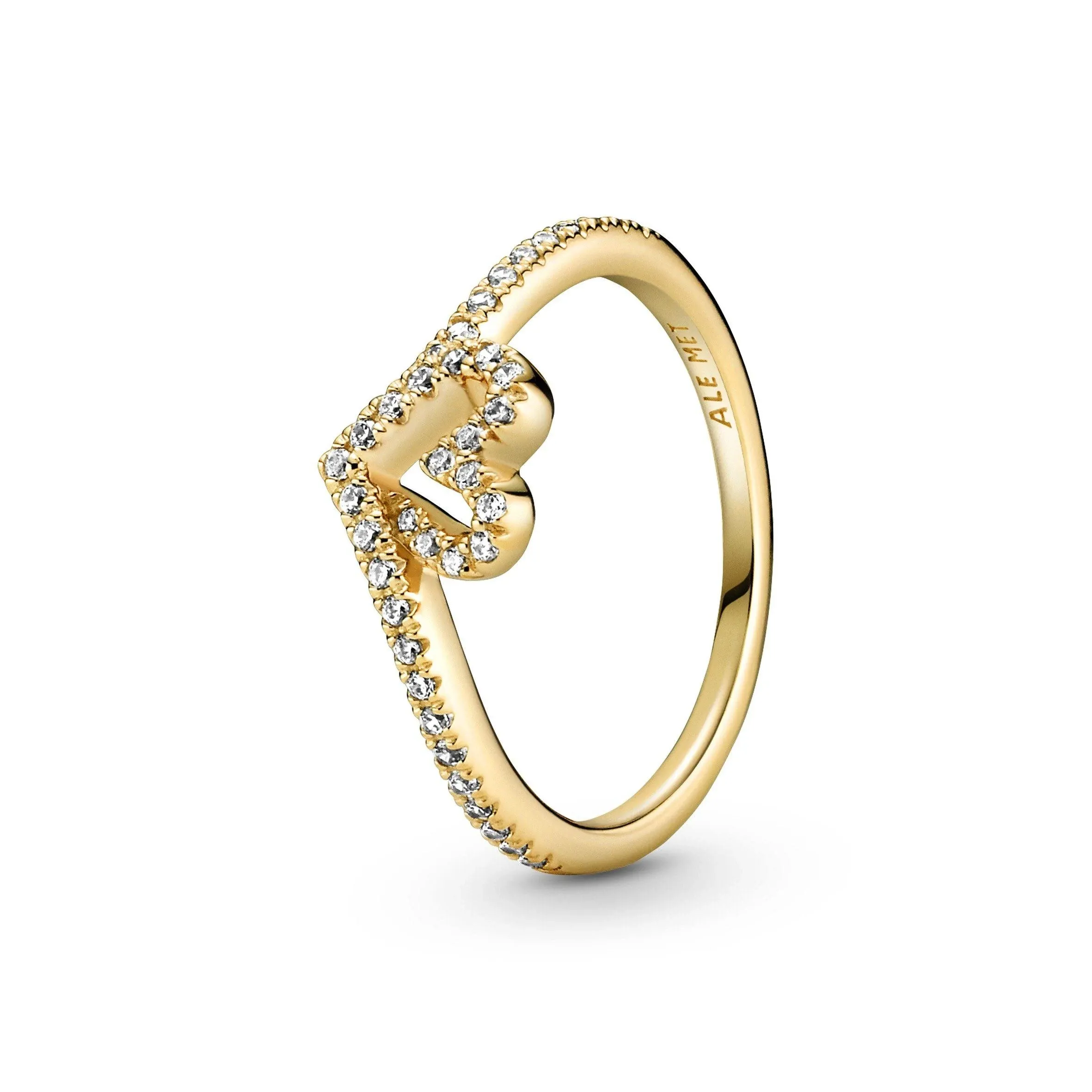 Pandora Cubic Zirconia Timeless Wish Sparkling Heart Ring - Gold