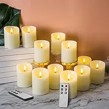 Eywamage Ivory Flameless Pillar Candles with Remote Set of 12, Real Wax Flickering LED Battery Candles Φ 3" H 4"