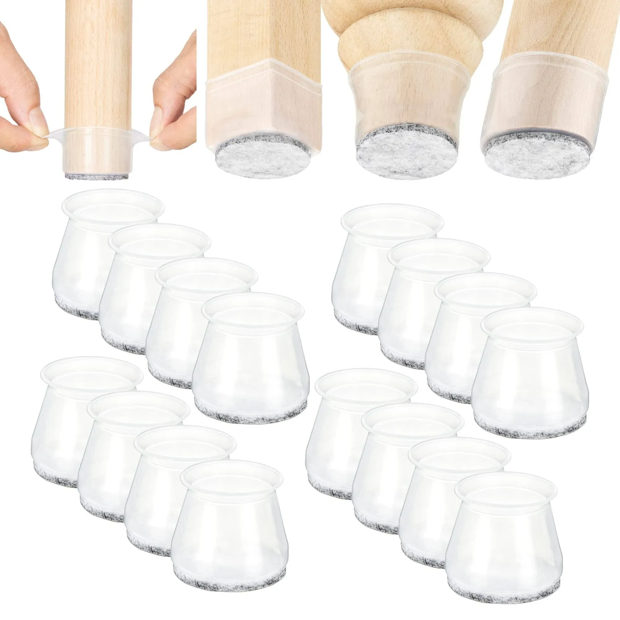 Chair Leg Covers,Felt Bottom Soft Silicone Furniture Foot Protector Pads,16 Pcs