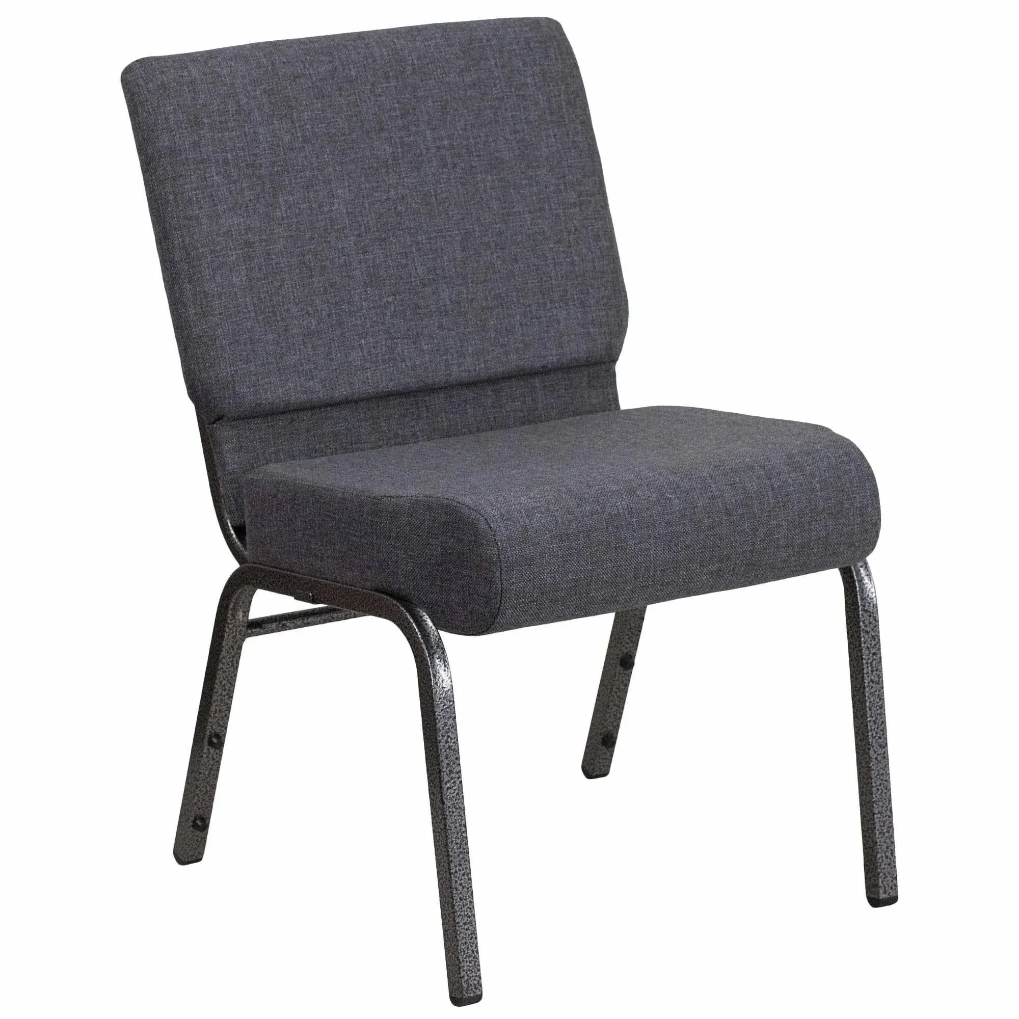 Flash Furniture Hercules Series 21''W Church Chair in Dark Gray Fabric - Silver Vein Frame