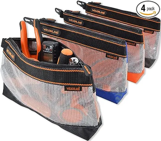 WELKINLAND Clear Tool Pouch, 4PCS Tool pouches, 13" Tools pouch, Zipper tool pouch, Tool pouch bag, Tool bag organizer, Small tool bag, Small tool pouch, Small tool bags, Tool pouches with zipper