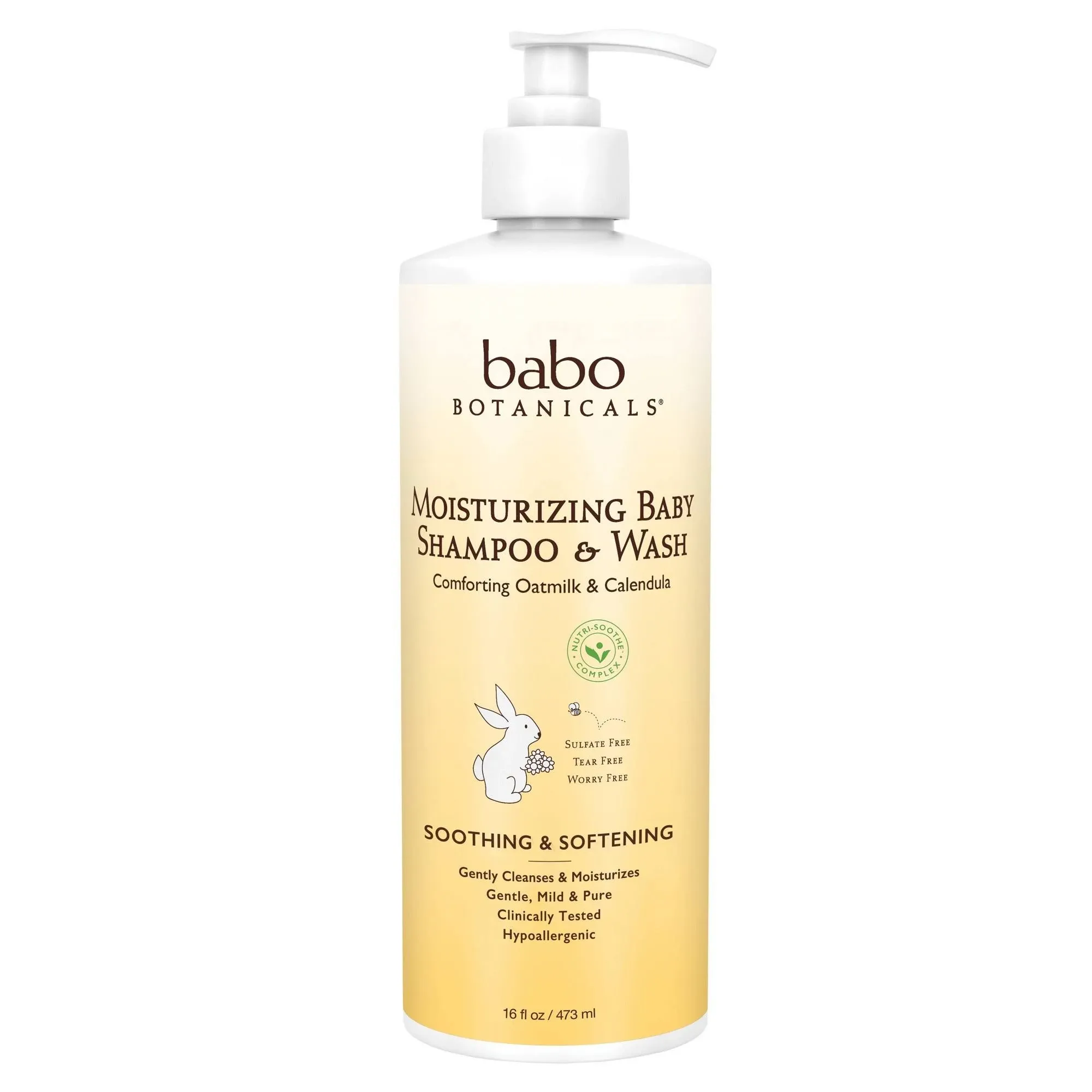 Babo Botanicals Baby Shampoo & Wash, Moisturizing - 16 fl oz