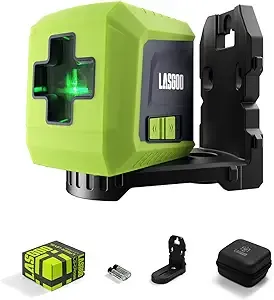 Laser Level Self Leveling, Green Cross Laser Line with Vertical and Horizontal for Picture Hanging and Construction, Magnetic Rotating Stand and Portable Case Included, Green