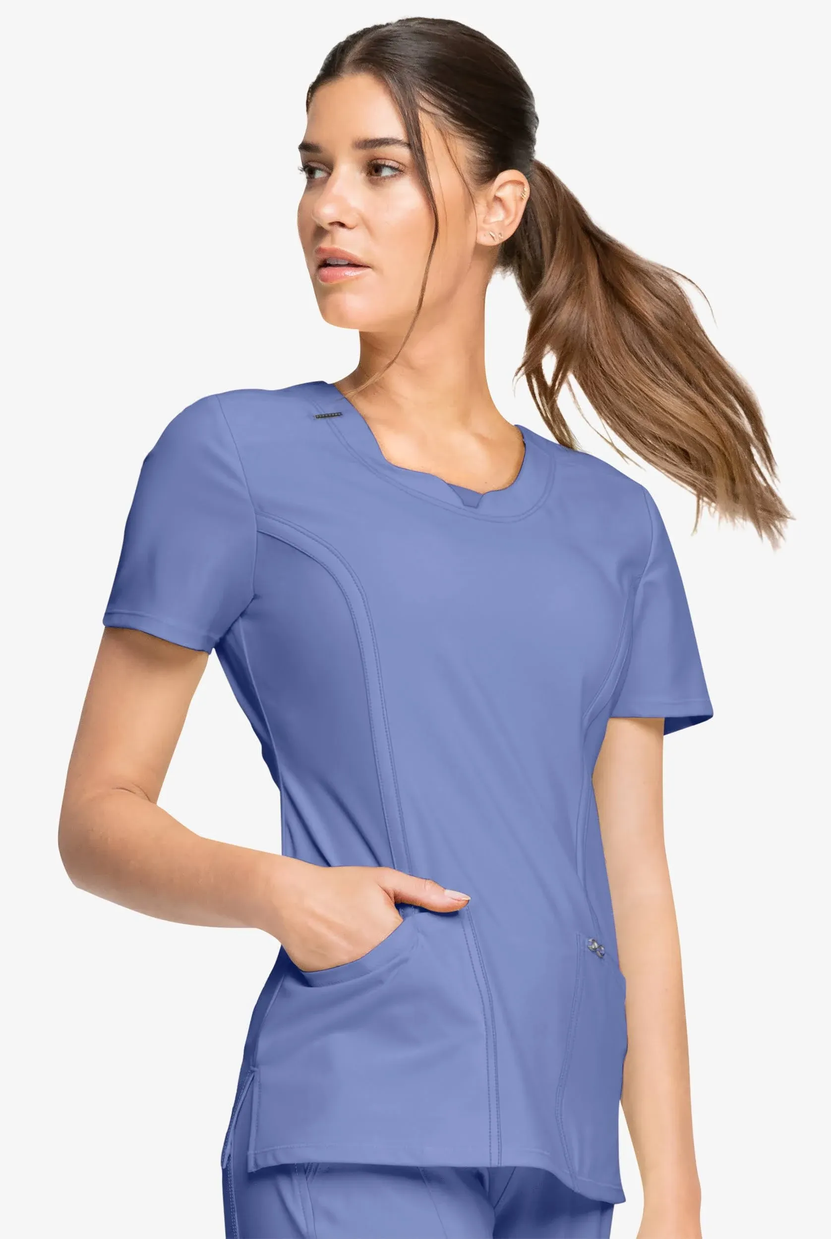 "Infinity Women's 3-Pocket STRETCH Round Neck Scrub Top"