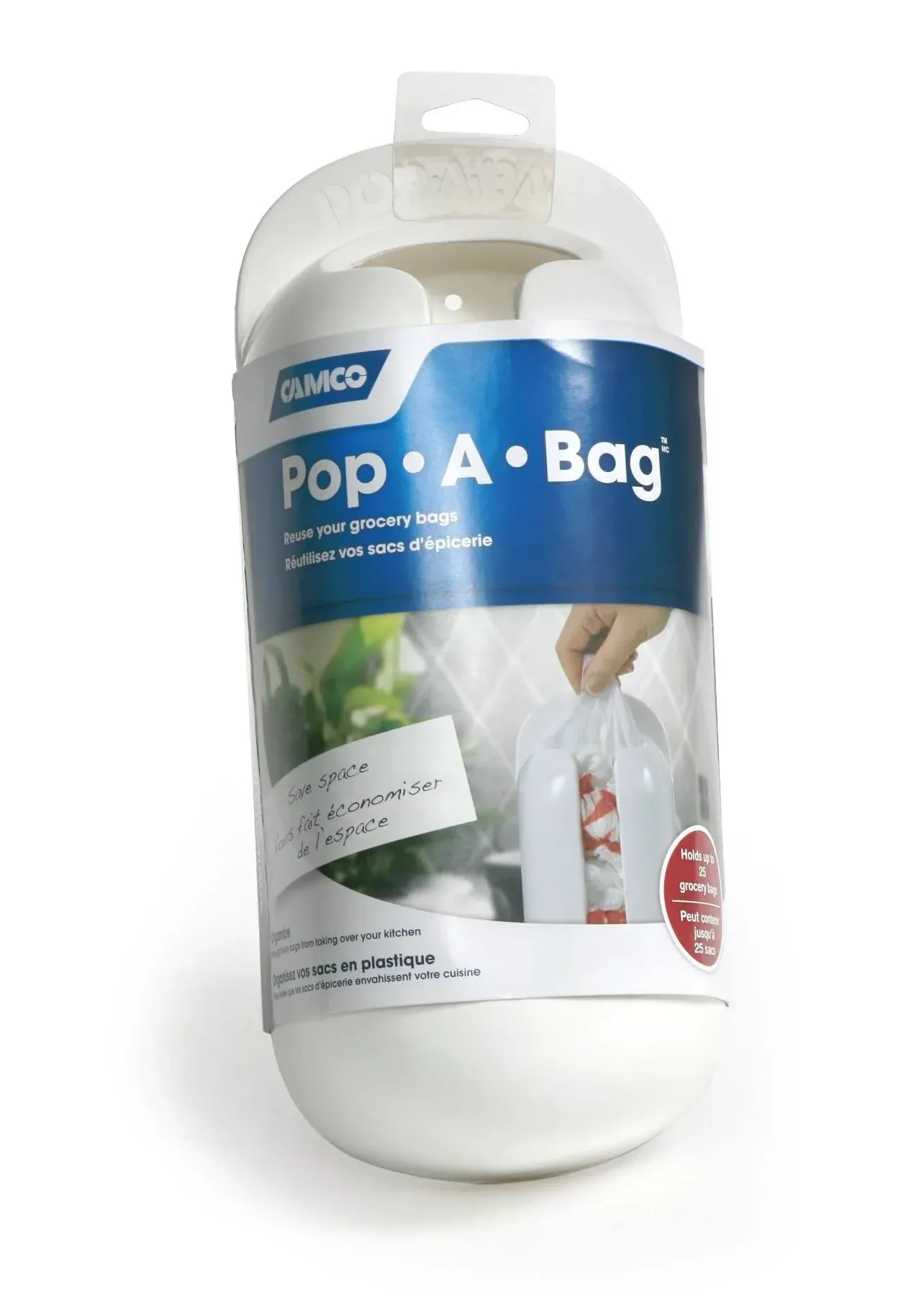 Camco Pop-A-Bag | Karavanlar, Kampçılar, Tekneler, Ev ve Ofislerde Yeniden Kullanılabilir Plastik Alışveriş Poşetlerini Kolayca Saklayan ve Dağıtan Kompakt Bir Tasarıma Sahiptir | Polimer, Beyaz (57061)