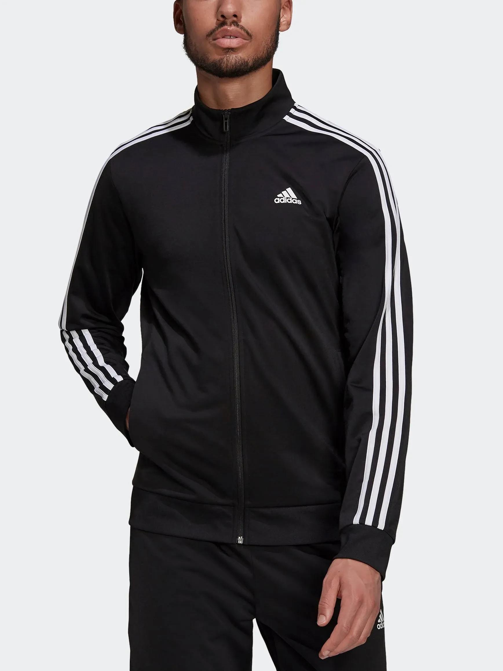 Adidas Men's Essentials Warm-Up 3-Stripes Track Jacket, Black