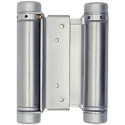 4" Double Action Spring Hinge Saloon Door Hinge — Cafe Door Hinge for in & Out Doorway Swing — Commercial Grade Double Swing Hinge, Heavy Duty Door Hinge — Swinging Cafe Doors (Satin Chrome, 2 Units)