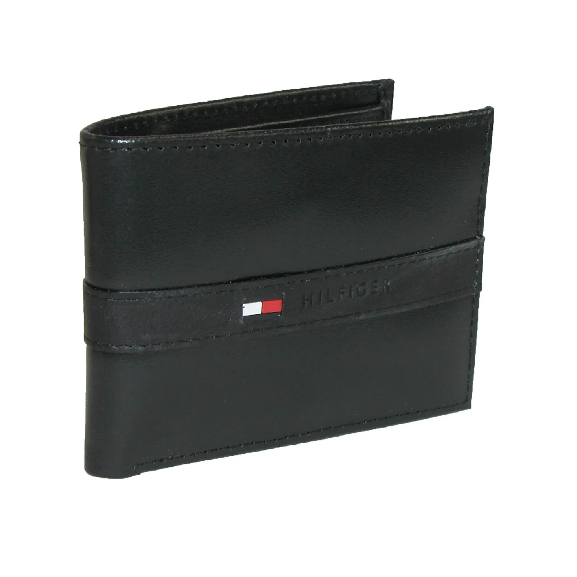 Tommy Hilfiger Men's Leather Ranger Passcase Bifold Wallet, Black