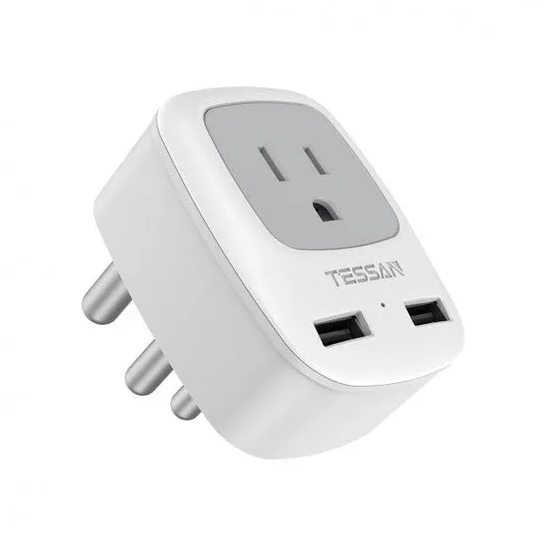 Tessan US to South Africa Travel Plug Adapter with 2 USB(Type M Plug)