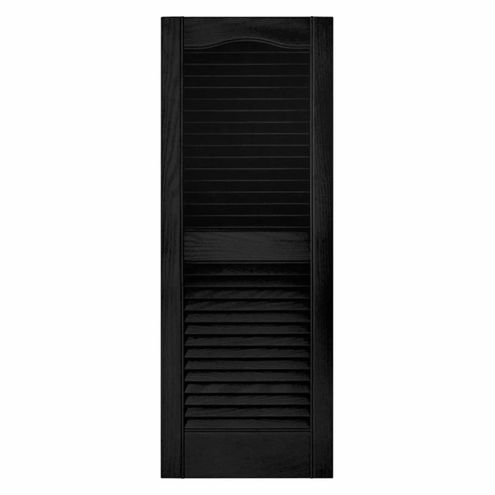 14.5 in. x 60 in. Louvered Vinyl Exterior Shutters Pair in Black