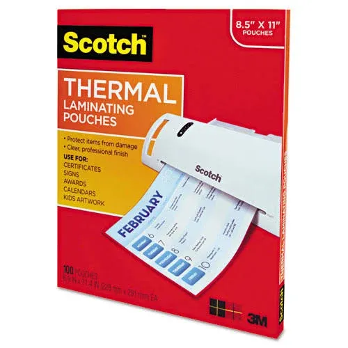 Scotch Thermal Laminating Pouches, Letter size, 3 mil, 100/Pack (TP3854-100)