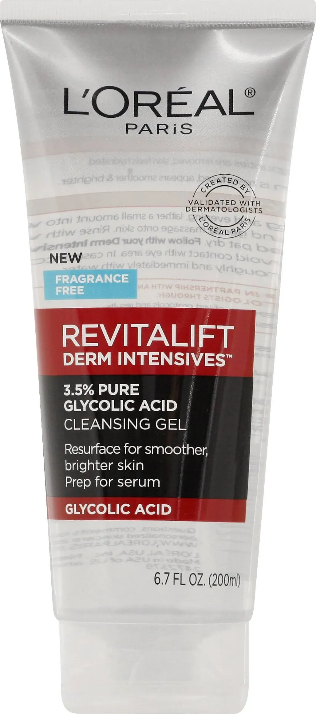 L'Oreal Paris Revitalift Derm Intensives Pure Glycolic Acid Cleansing Gel, 6.7 fl oz