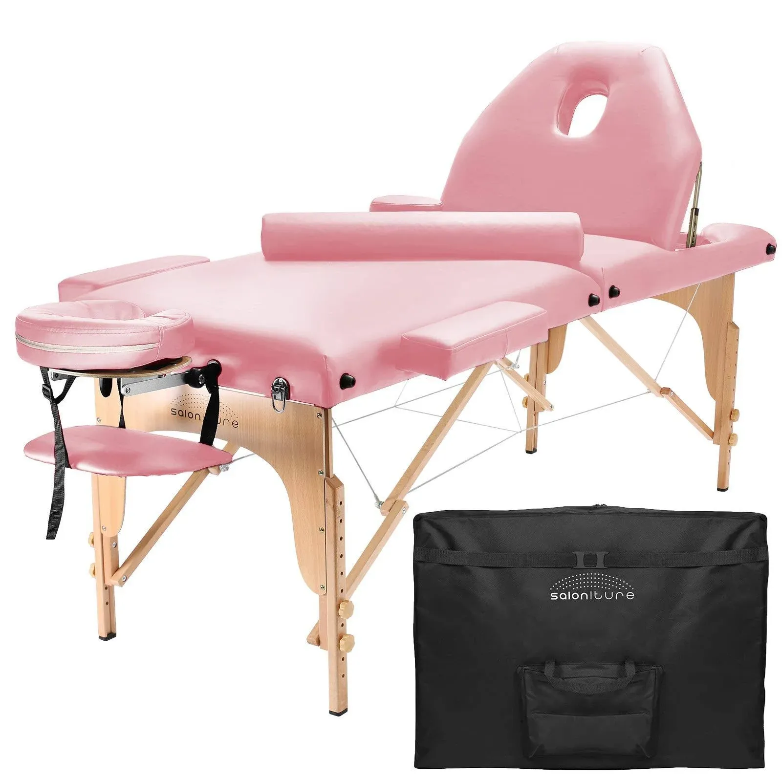 Saloniture Professional Portable Massage Table with Backrest