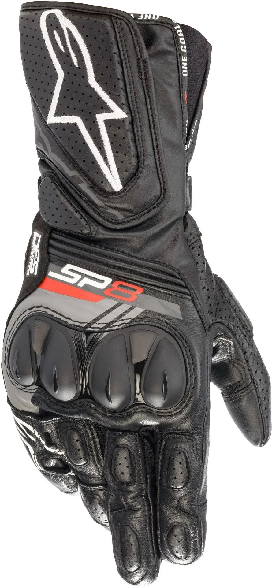 Alpinestars SP-8 v3 Motorcycle Gloves Size S Summer Schwarz-Weiß-Hellrot