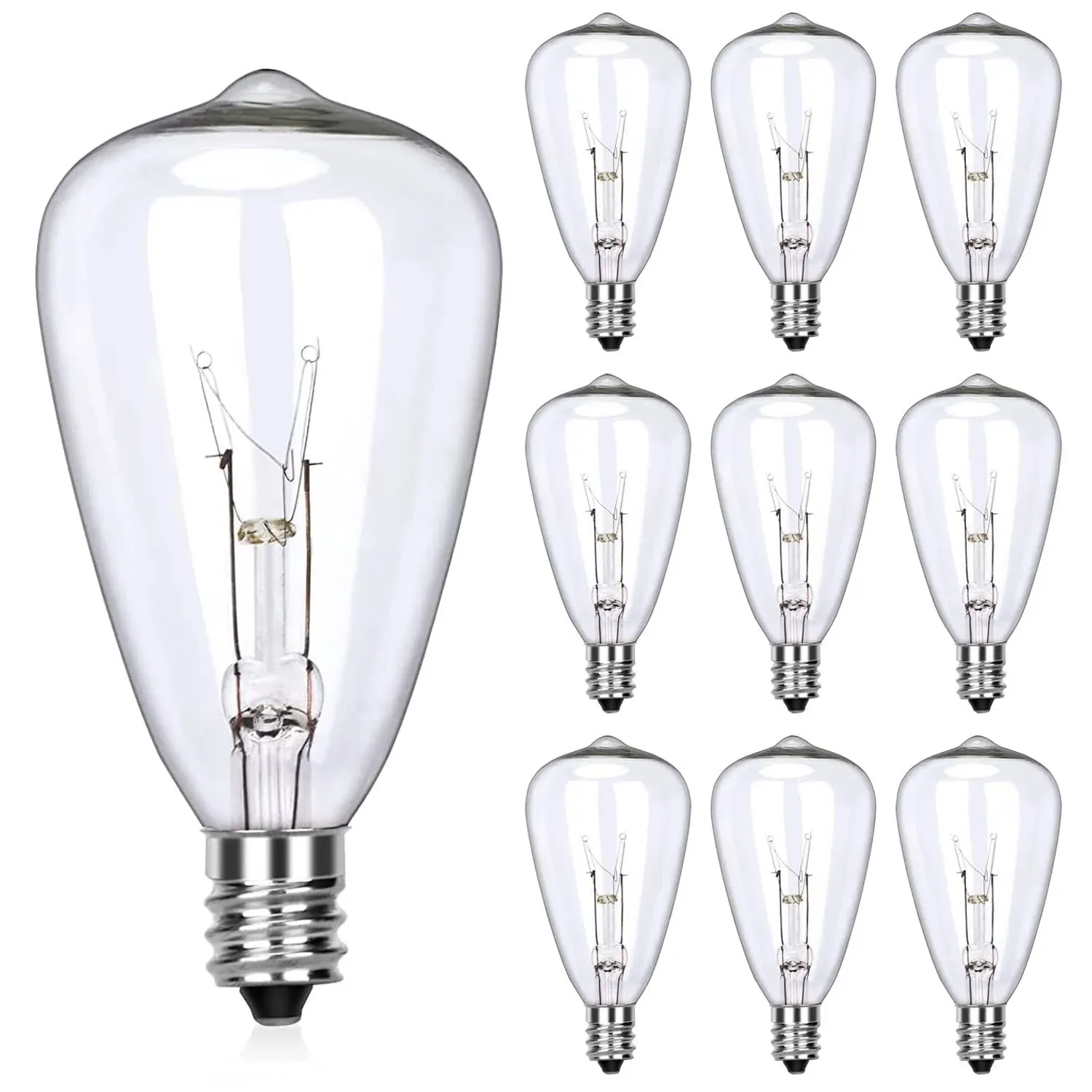 Couah Edison Light Bulbs 10-Pack Replacement ST35 Clear Bulbs - 5 Watts G40/E12 ...