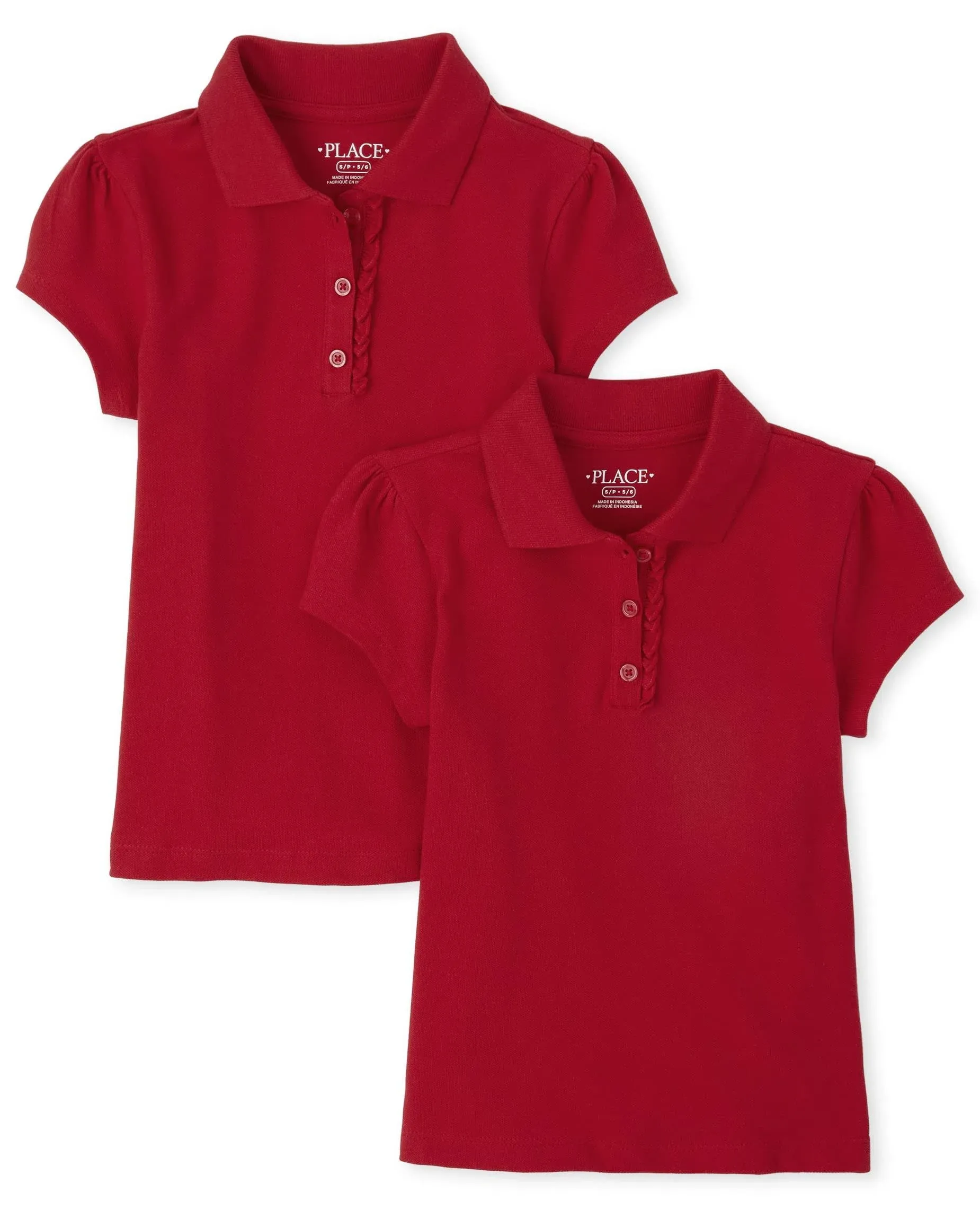 The Children's Place Girls Short Sleeve Ruffle Pique Polo