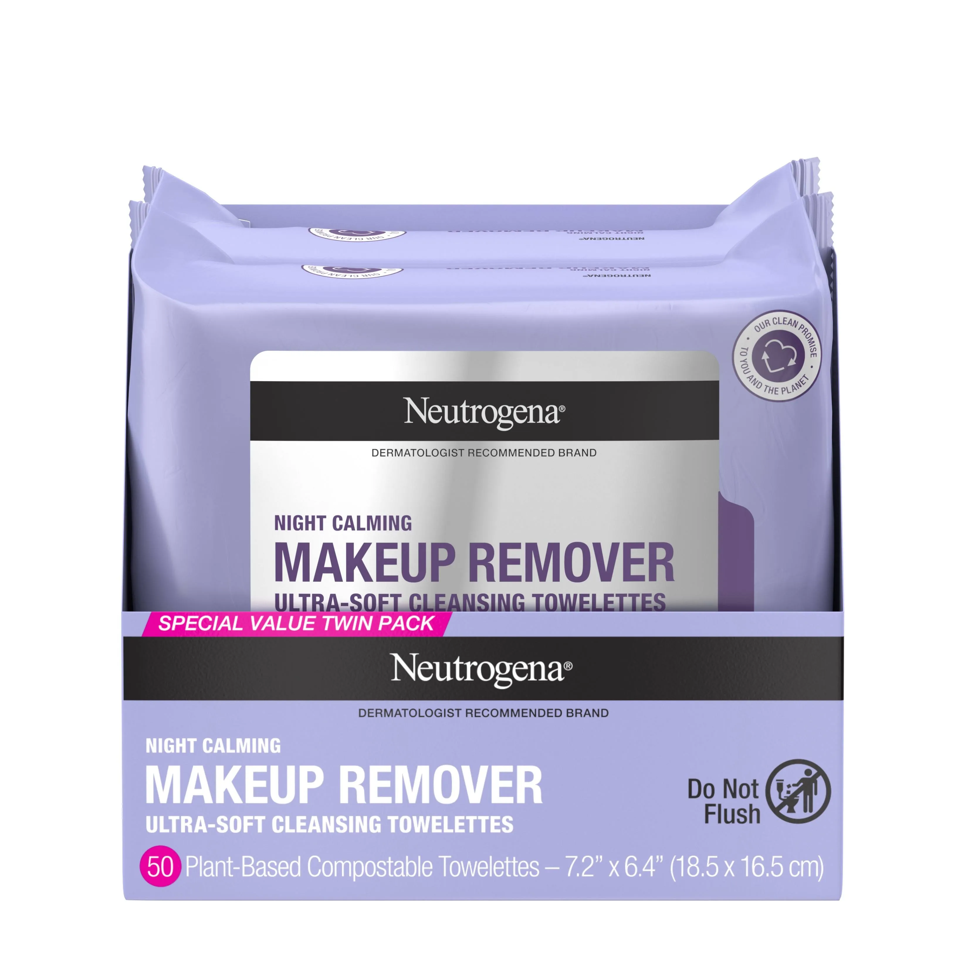 Neutrogena Night Calming Makeup Remover Cleansing Towelettes, 50 ct