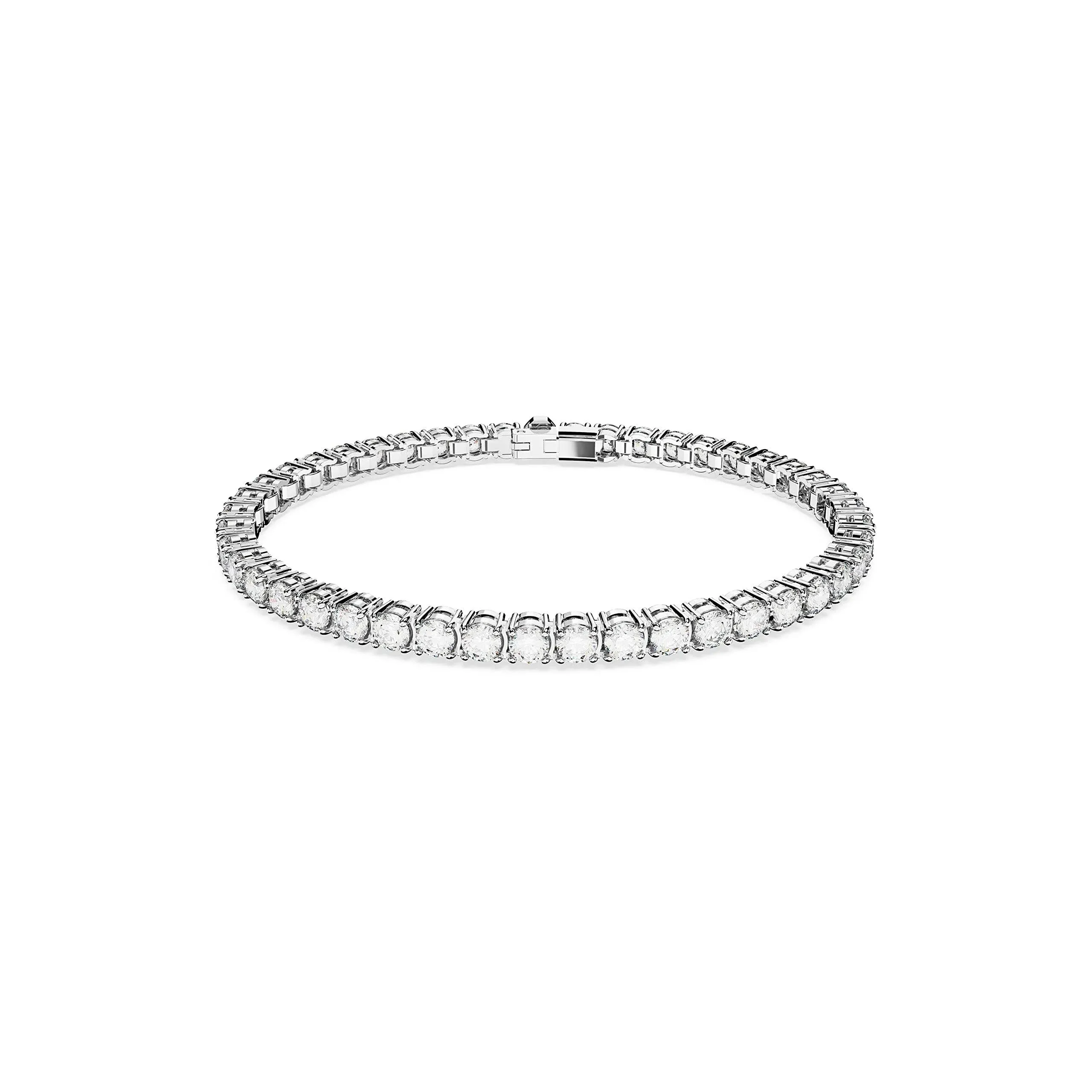 Swarovski Part of the Matrix Tennis Collection Women's Round Clear Stones on Rhodium Finished Band Small Size Matrix Tennis Bracelet - 5648936