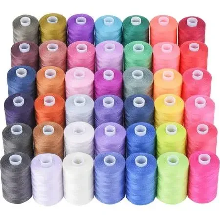 Simthread All Purpose Sewing Thread, 10 Spool Assorted Color 1000 Yards Each Bobbin Polyester Thread for Sewing, Handy Polyester Sewing Threads for Sewing Machine - (Basic Color Series)