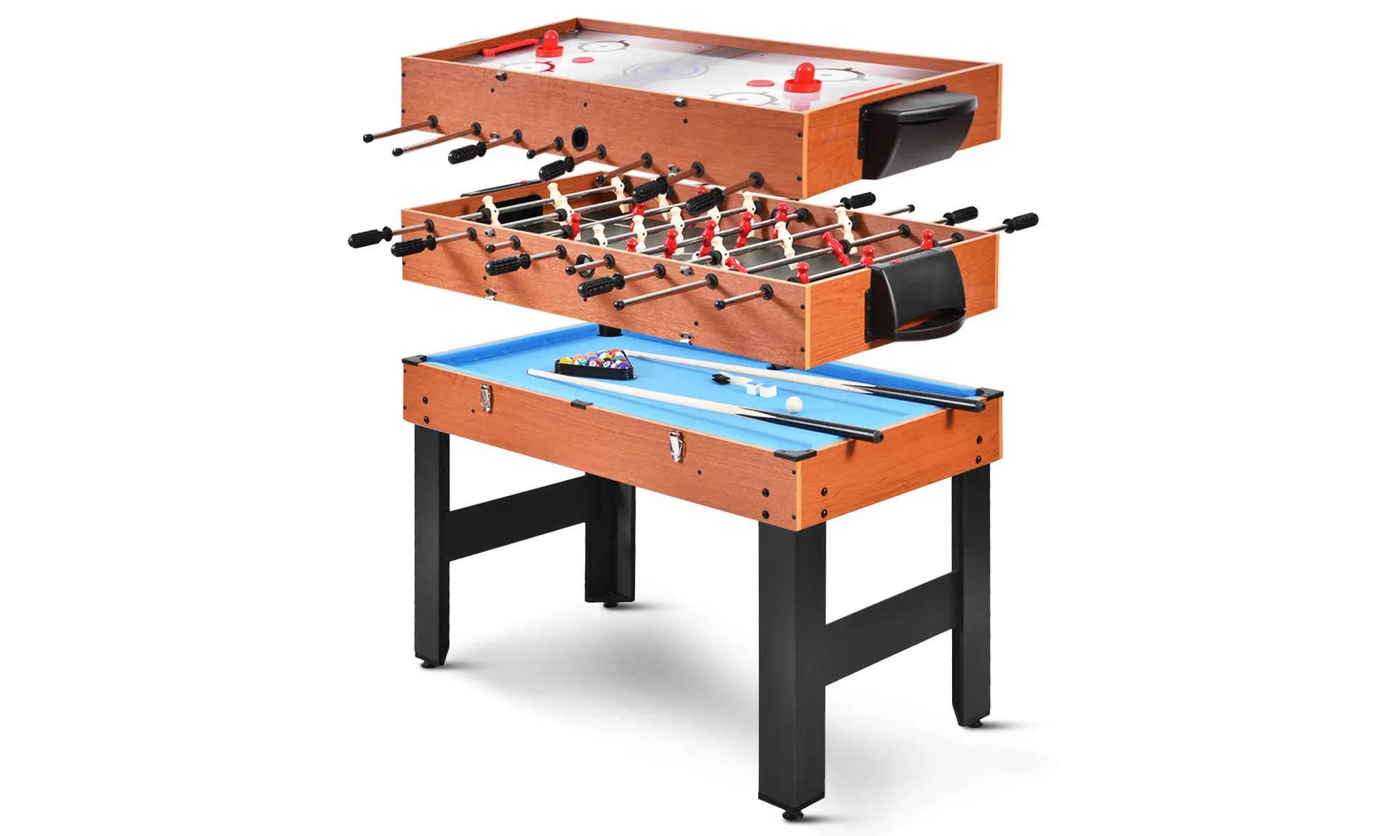 Costway 3-en-1 48 '' Table de Jeu Multi avec Billard de Soccer et Hockey Latéral pour la Fête et la Soirée en Famille