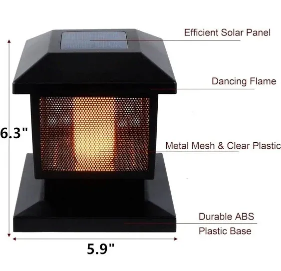 4 Pack Solar Flame Post Lights, Outdoor Brightness 72 Smd Leds