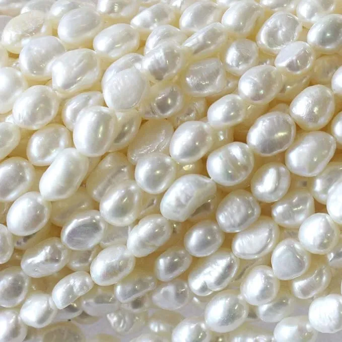 Tacool Natural Genuine Freshwater Cultured Pearl 6-8mm Free Size Jewelry Making Loose Beads