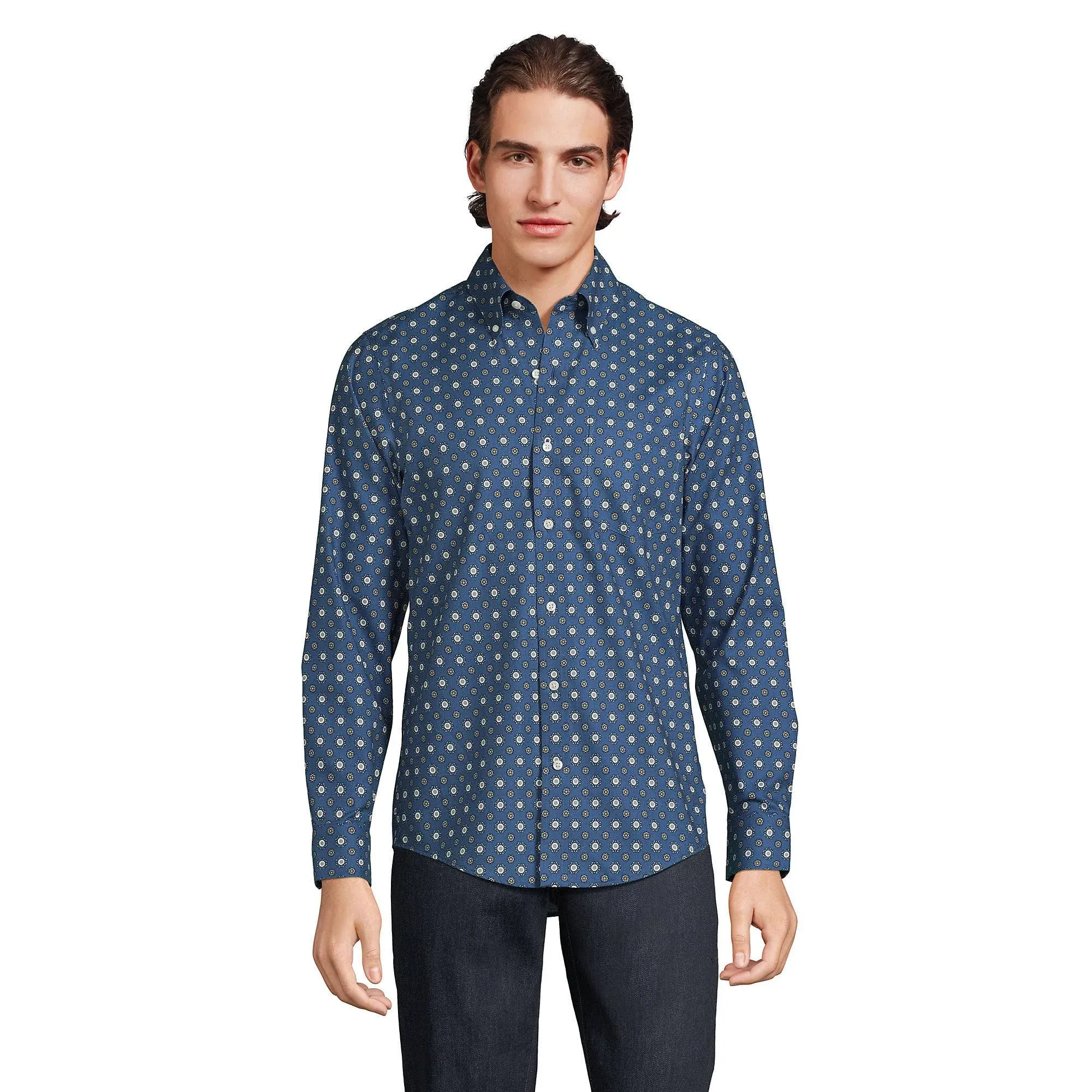 Lands' End Men's Tailored Fit No Iron Twill Long Sleeve Shirt