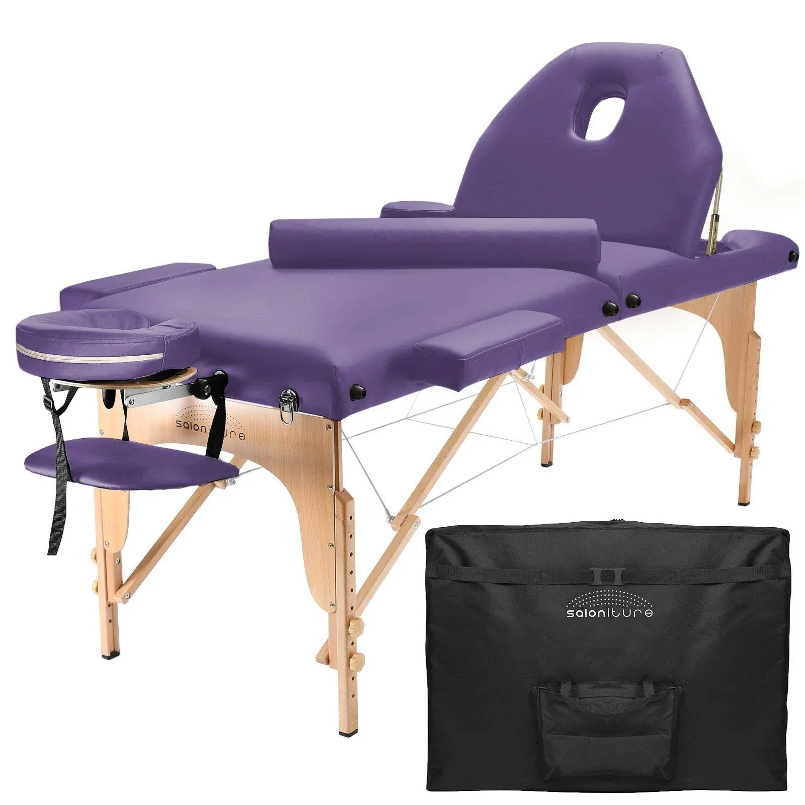 Portable Lavender Massage Table with Bolster and Tilt Backrest