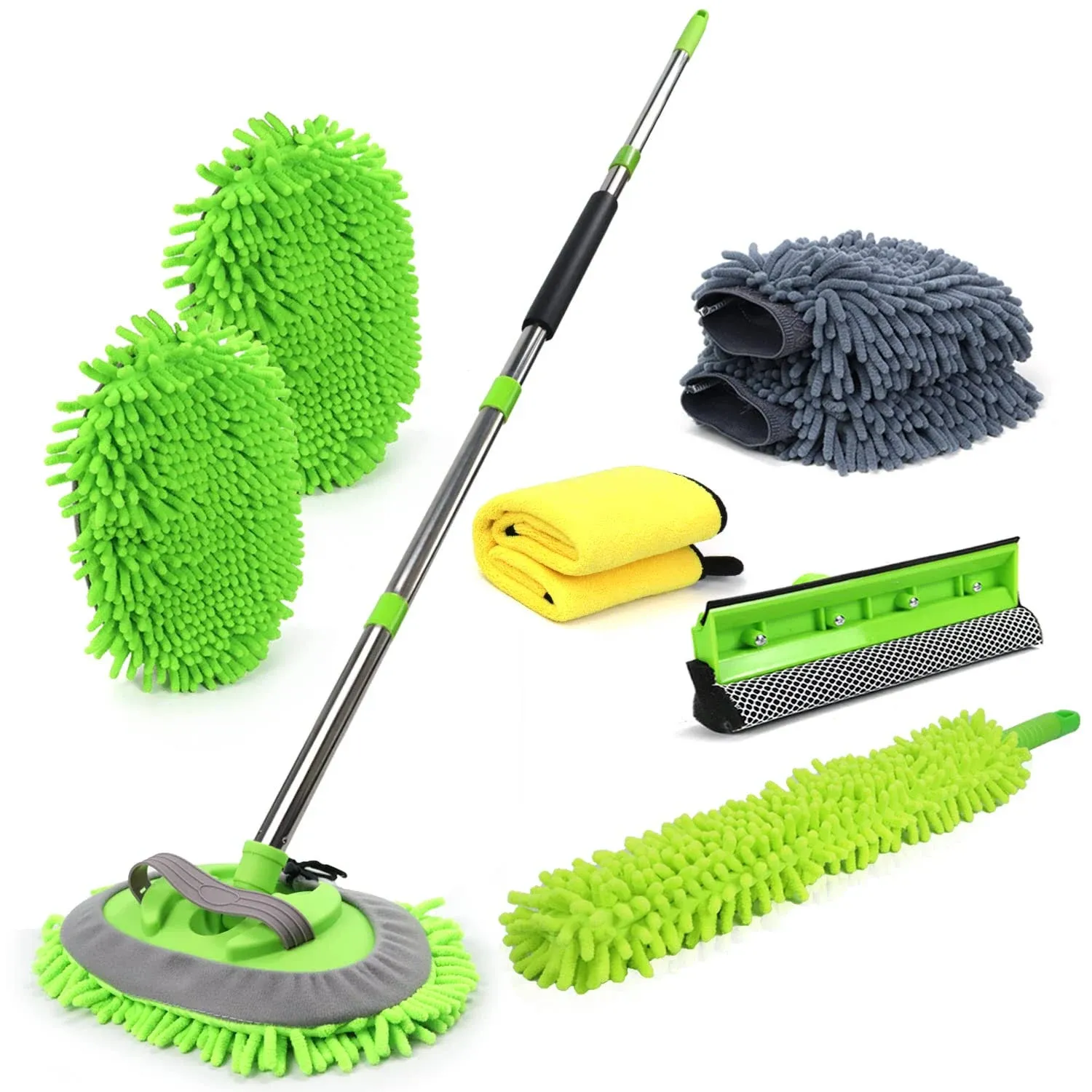 62&#039;&#039; Car Wash Brush with Long Handle Chenille Microfiber W004 Car Wash Mop Mitt