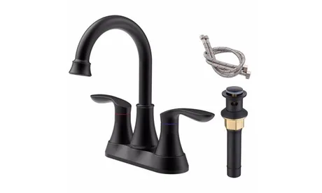 Bathroom Faucet with Pop-up Drain & Supply Hoses Matt Black