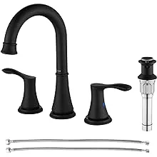 Parlos Two-Handle High Arc Bathroom Faucet with Pop Up Drain and CUPC Faucet Supply Lines Widespread 8 inch Deck Mounted,Oil