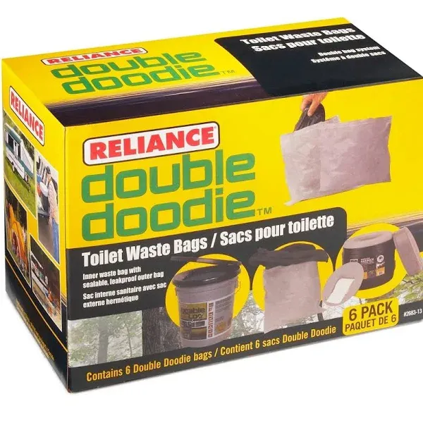 Reliance Double Doodie Toilet Waste Bag with Bio-Gel for Camping