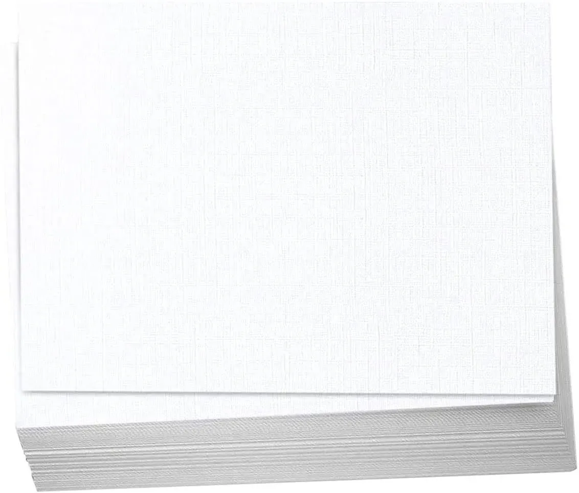 Hamilco 4X6 White Linen Cardstock Paper Blank Index Cards Flat Card Stock Heavyw