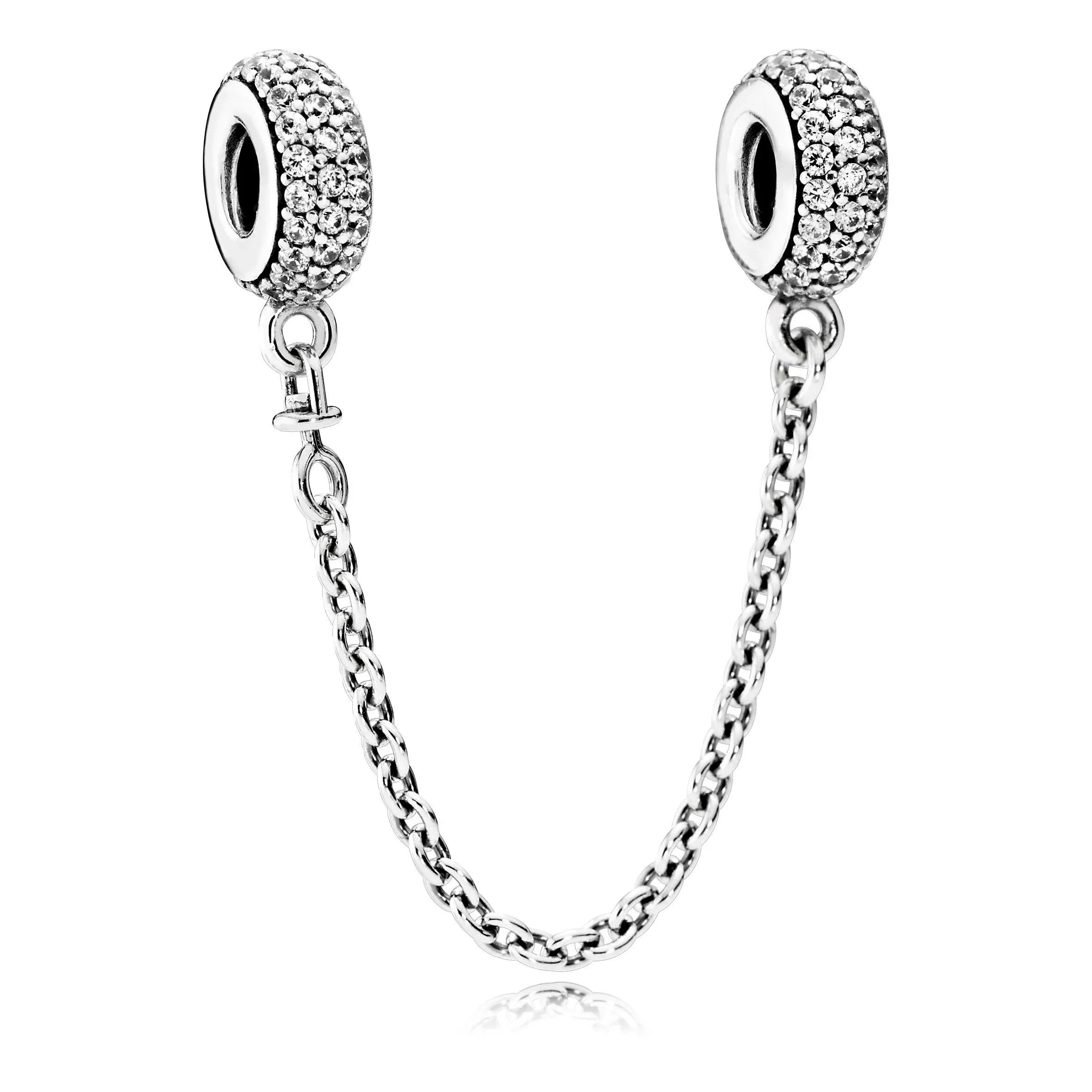 Pandora Jewelry Pave Inspiration Safety Chain Cubic Zirconia Charm in Sterling Silver, 2.0