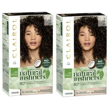 Clairol Natural Instincts Demi-Permanent Hair Dye, 4R Dark Auburn Hair Color, Pack of 3