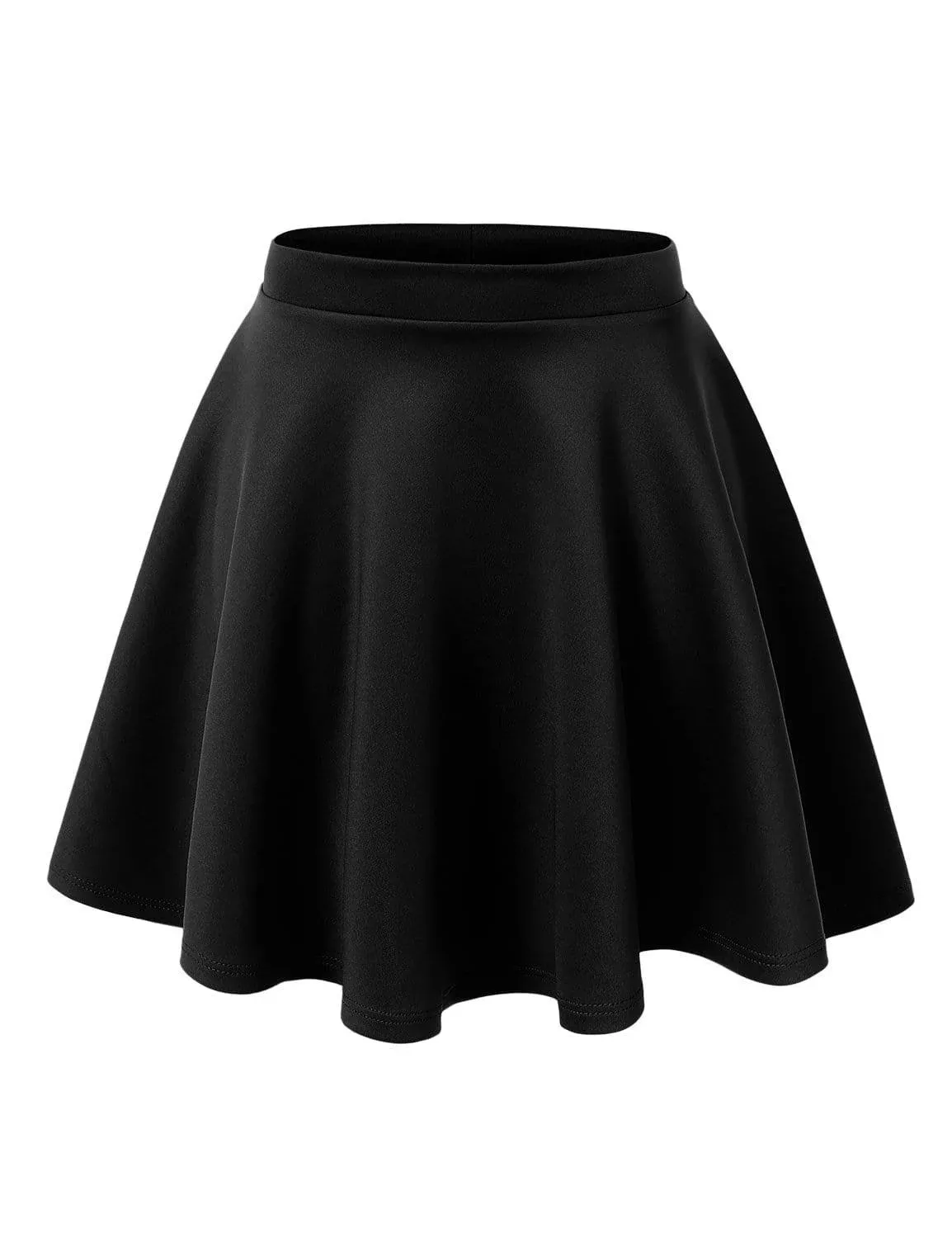 Women's Basic Stretchy Flared Casual Mini Skater Skirt - Large - Black