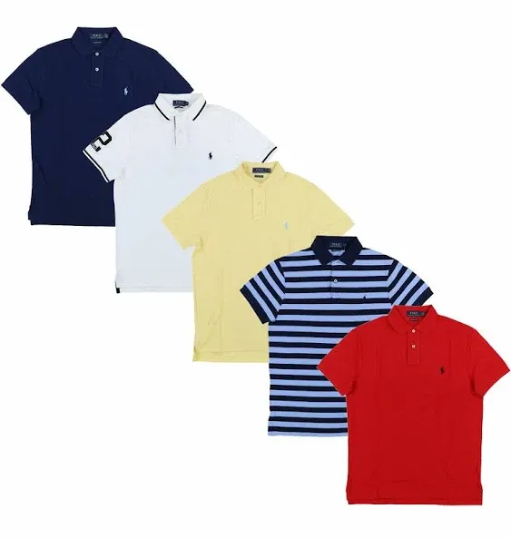 Polo Ralph Lauren Mens Polo Shirt Custom Slim Fit Mesh Collar New S M L Xl Xxl