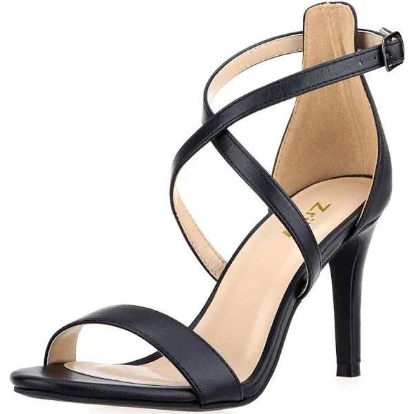 ZriEy Women Heeled Sandals Cross Ankle Strap Sandals Open Toe Strappy High Heels Party Wedding Shoes