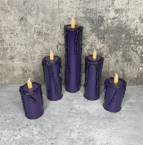 Purple LED Flameless Candle Set