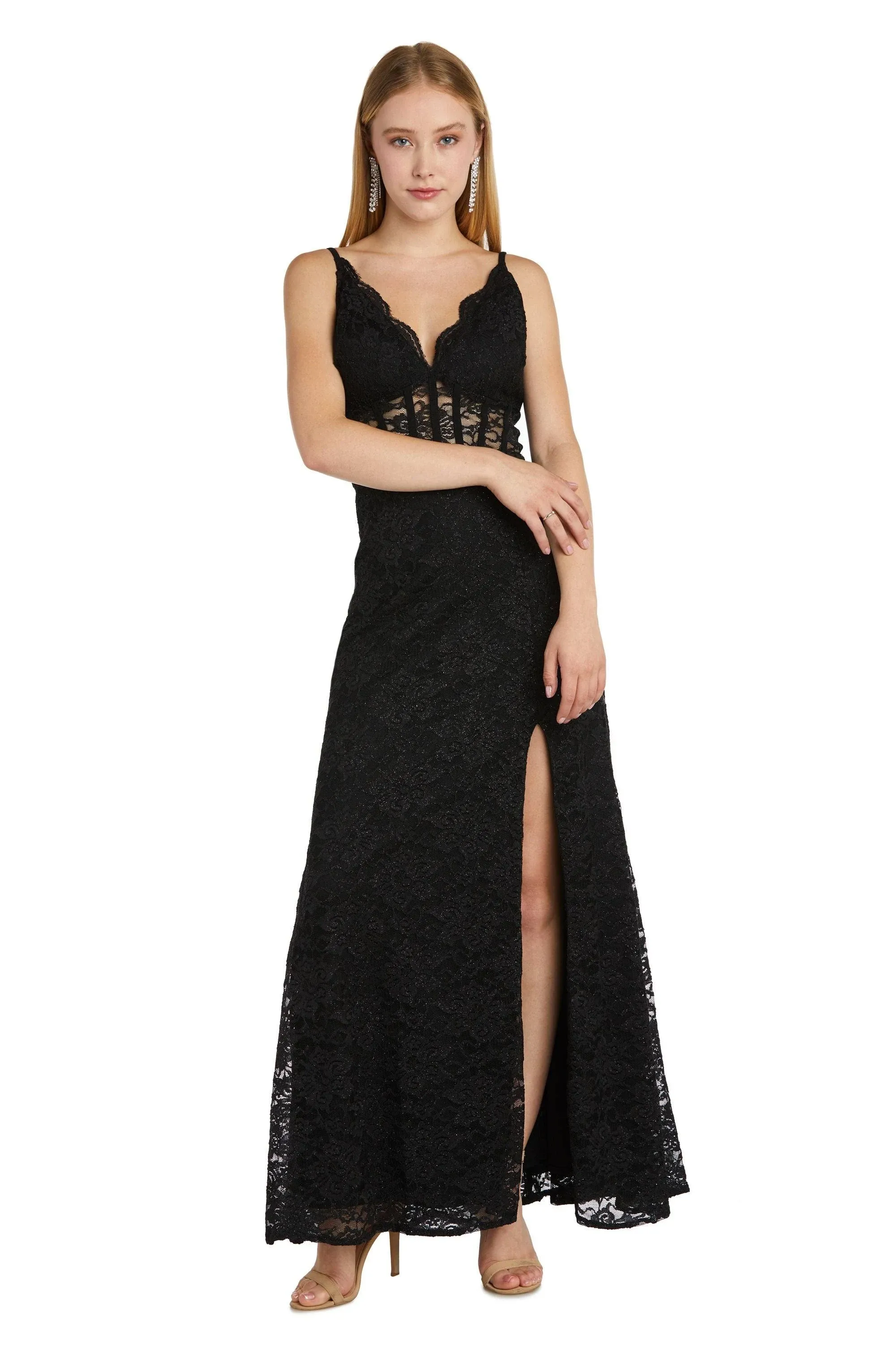 Morgan & Co Corset Lace Sleeveless Gown