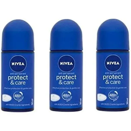 3x Nivea Protect & Care Anti-perspirant Deodorant Roll On for Women (Pack of 3)