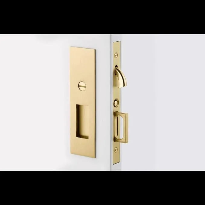 Emtek Pocket Door Mortise - Narrow Modern Rectangular Privacy Function (Satin Brass)