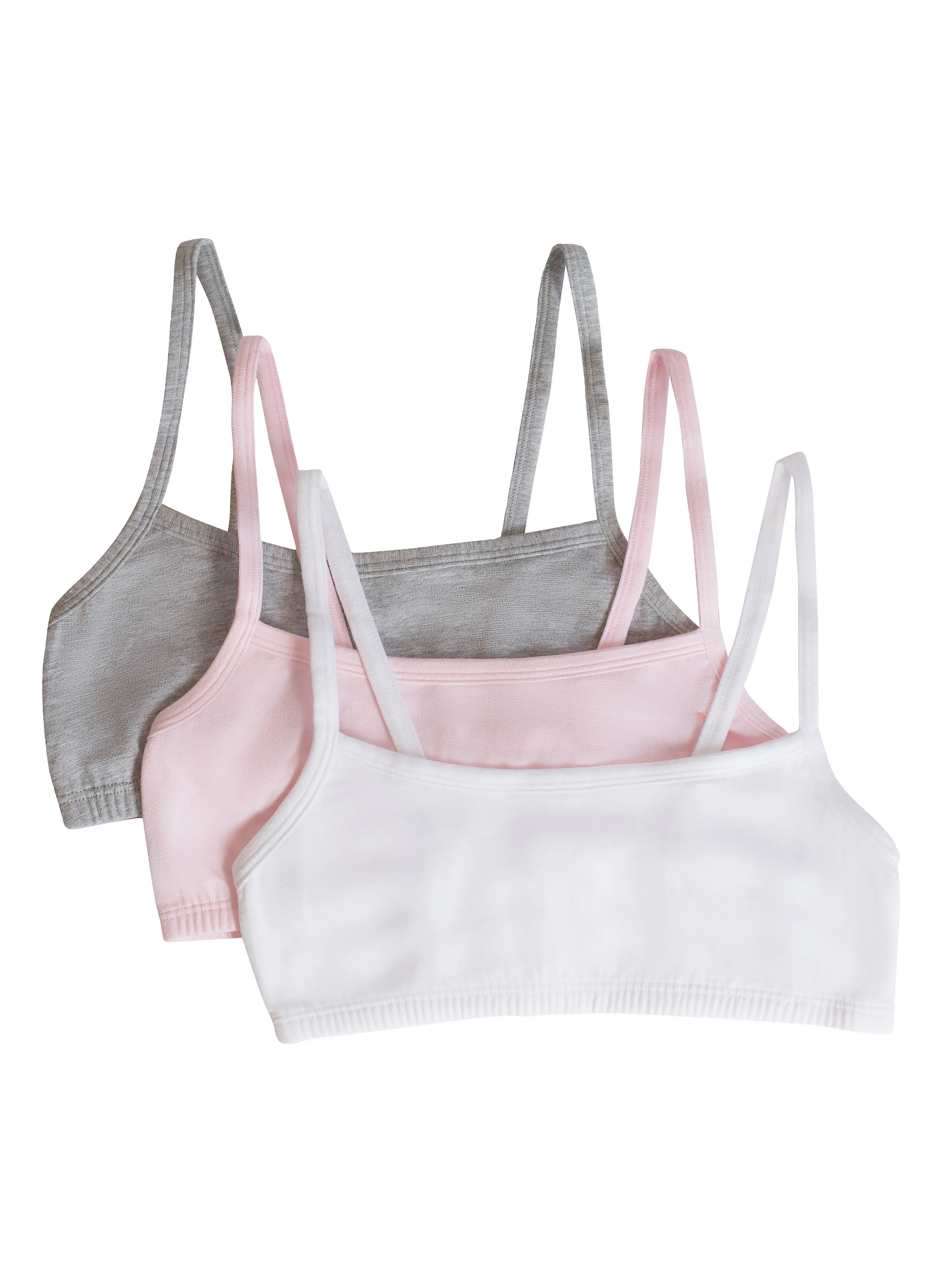 Fruit of The Loom Girls' Spaghetti Strap Sport Bra, 3 Pack