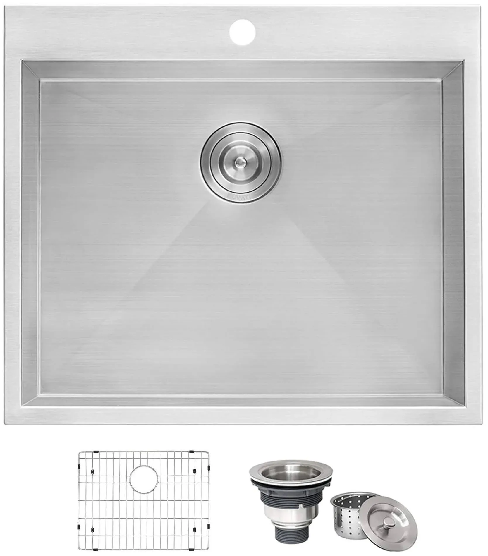 Topmount Laundry Utility Sink, 25"x22"x12", Deep Stainless Steel